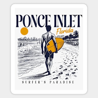 Vintage Surfing Ponce Inlet, Florida // Retro Surfer Sketch // Surfer's Paradise Magnet